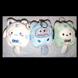 HELLO KITTY Characters Lot of 3 Plush Keychain - Backpack Pendant NEW